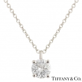 Tiffany & Co Round Brilliant Cut Diamond Pendant in Platinum 0.48ct D/VVS2 B&P